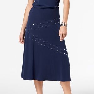 NWT JM COLLECTION Long Olive Skirt studs Lrg